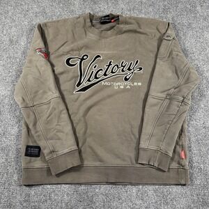 Victory Motorcycles Sweatshirt Mens XL Brown Fleece Pullover Crewneck Graphic